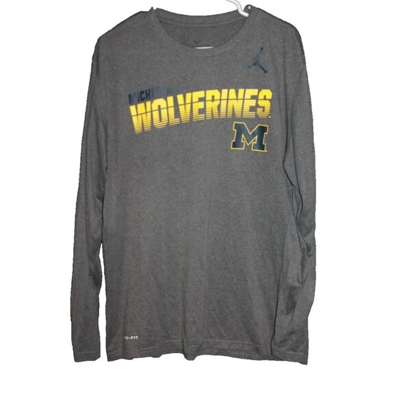 Nike Other - Michigan Wolverines The Nike Tee Long Sleeve T-Shirt Dri-Fit Size XL Gray Jordan